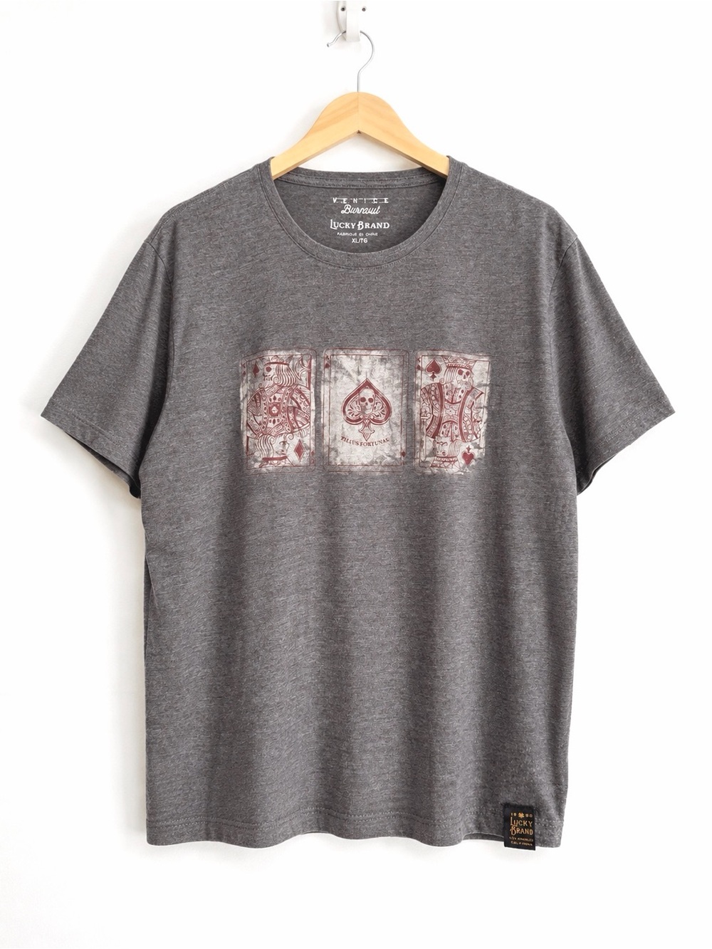 Lucky Brand - Vegas Poker Playing Card Graphic Burnout T-Shirt - Size XL